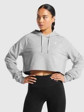 Gymshark Training Cropped Hoodie Sweatshirt Gray